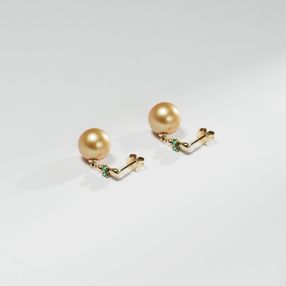 金G18K海水珍珠耳钉