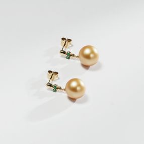 金G18K海水珍珠耳钉